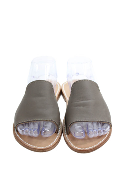 Sandalia Womens Single Strap Slide Snadals Brown Leather Size 39