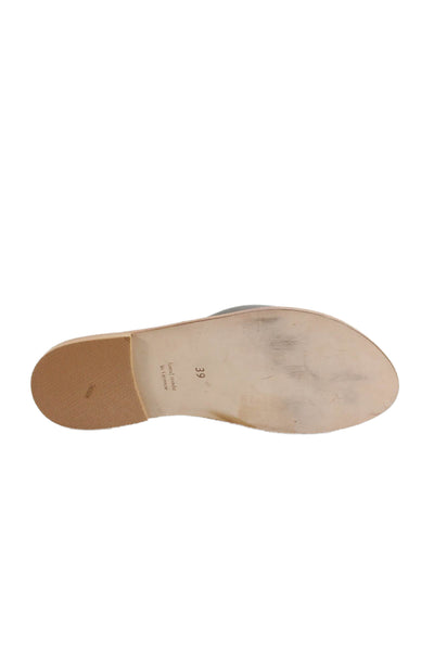 Sandalia Womens Single Strap Slide Snadals Brown Leather Size 39