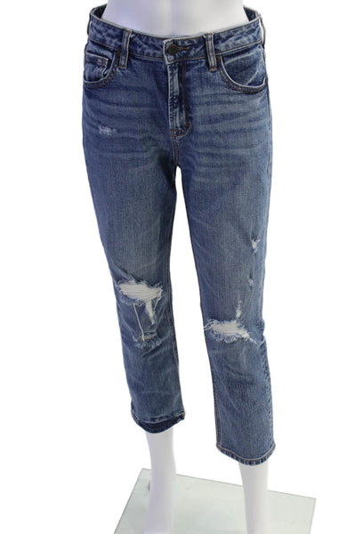 Hidden Womens High Rise Zip Up Skinny Leg Jeans Blue Cotton Size 26