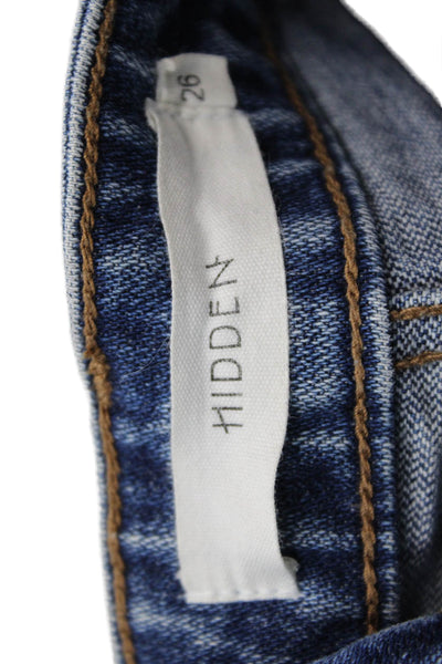 Hidden Womens High Rise Zip Up Skinny Leg Jeans Blue Cotton Size 26