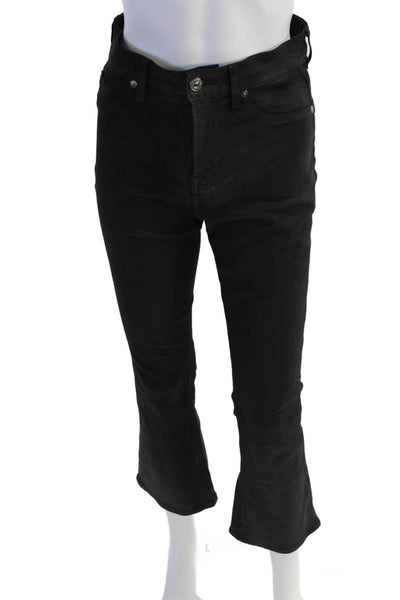 7 For All Mankind Womens High Rise Boot Cut Jeans Black Coated Cotton Size 26