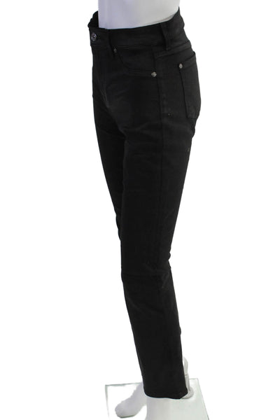 7 For All Mankind Womens High Rise Boot Cut Jeans Black Coated Cotton Size 26