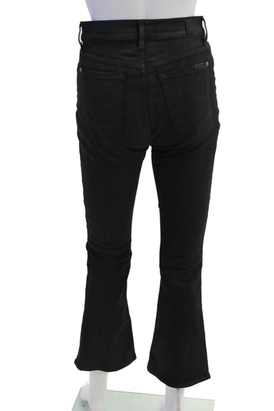 7 For All Mankind Womens High Rise Boot Cut Jeans Black Coated Cotton Size 26