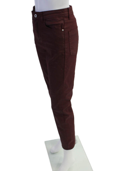 Zara Womens High Rise Slim Leg Jeans Barbeque Red Cotton Size 6