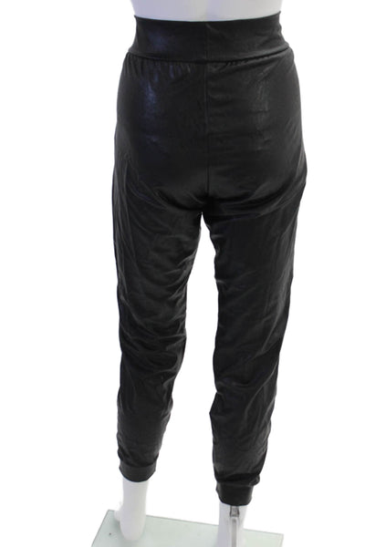 Commando Womens Faux Leather High Rise Jogger Pants Black Size Medium