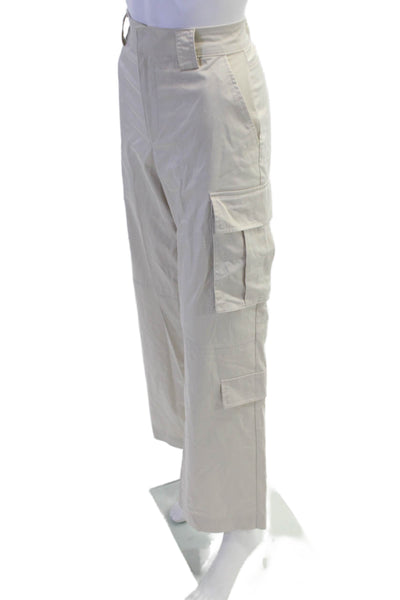 Zara Womens Wide Leg High Rise Zip Up Cargo Pants Beige Size Small