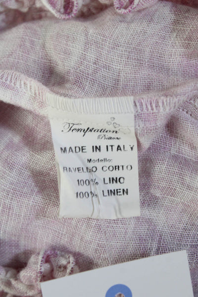 Temptation Positano Womens Linen Paisley Print Blouse White Pink Size Medium