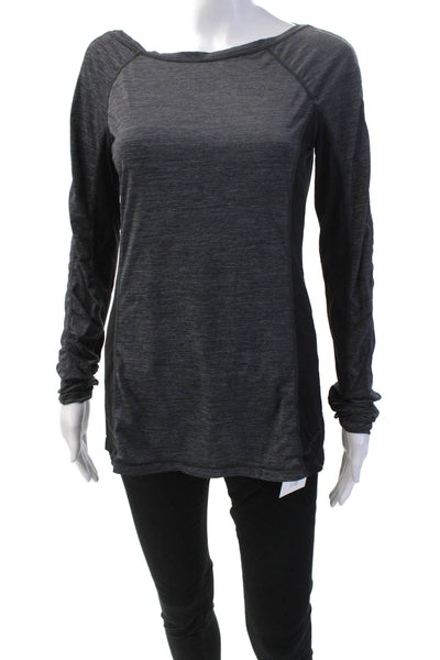 Lululemon Womens Long Sleeves Asymmetrical Athletic Shirt Grey Black Size 8