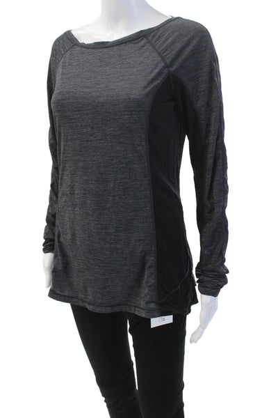 Lululemon Womens Long Sleeves Asymmetrical Athletic Shirt Grey Black Size 8