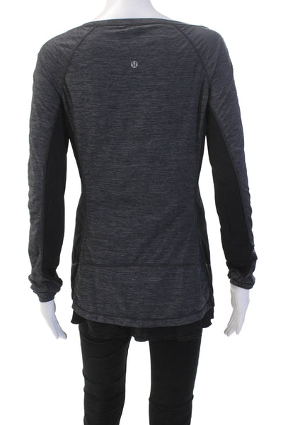 Lululemon Womens Long Sleeves Asymmetrical Athletic Shirt Grey Black Size 8