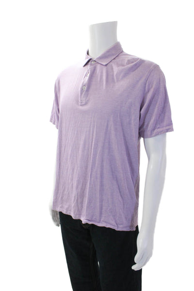 Peter Millar Mens Short Sleeves Polo Shirt Purple Cotton Blend Size Large