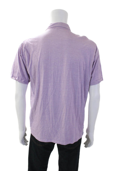 Peter Millar Mens Short Sleeves Polo Shirt Purple Cotton Blend Size Large