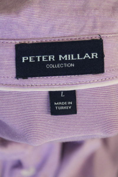 Peter Millar Mens Short Sleeves Polo Shirt Purple Cotton Blend Size Large