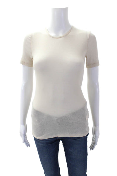 Zara Womens Short Sleeve Round Neck Knit Top Nude Size S