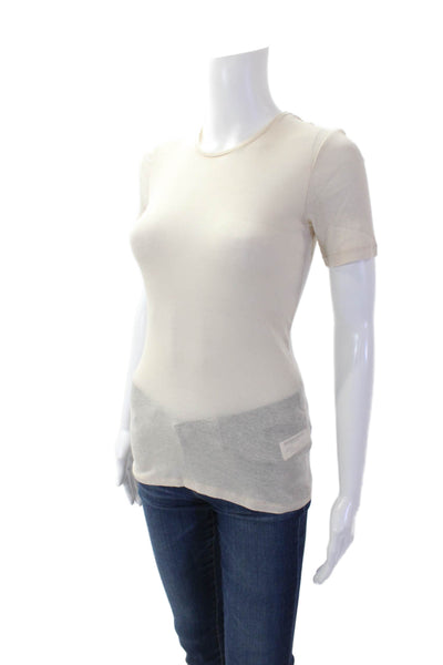 Zara Womens Short Sleeve Round Neck Knit Top Nude Size S