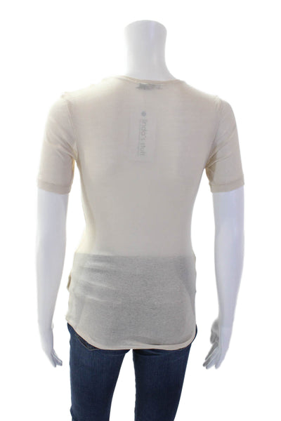 Zara Womens Short Sleeve Round Neck Knit Top Nude Size S