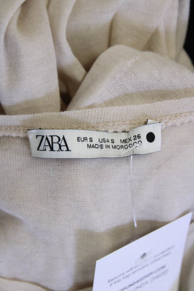 Zara Womens Short Sleeve Round Neck Knit Top Nude Size S