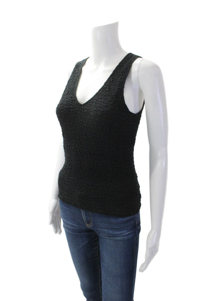 A New Day Womens Textured V-neck Sleeveless Tank Top Black Size S