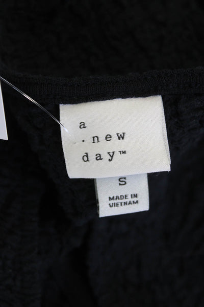 A New Day Womens Textured V-neck Sleeveless Tank Top Black Size S