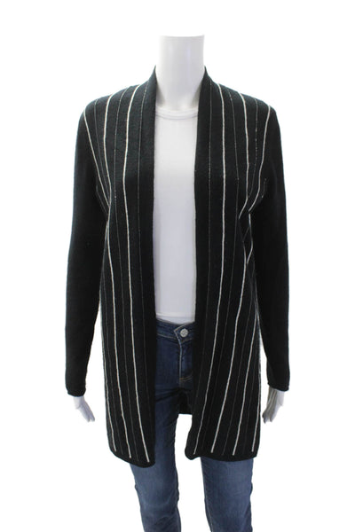 Neiman Marcus Womens Cashmere Long Sleeve Stripe Knit Sweater Black Size S