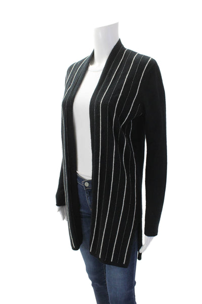 Neiman Marcus Womens Cashmere Long Sleeve Stripe Knit Sweater Black Size S