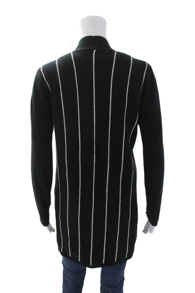 Neiman Marcus Womens Cashmere Long Sleeve Stripe Knit Sweater Black Size S