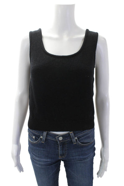 St. John Womens Round Neck Sleeveless Knit Tank Top Black Size S
