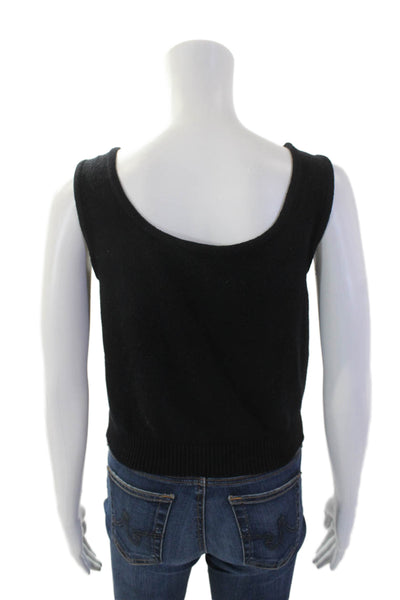 St. John Womens Round Neck Sleeveless Knit Tank Top Black Size S
