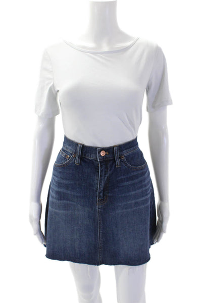 J Crew Womens Textured Cotton Distress Mini Denim Skirt Blue Size EUR 27