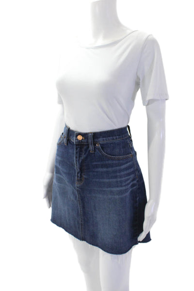 J Crew Womens Textured Cotton Distress Mini Denim Skirt Blue Size EUR 27