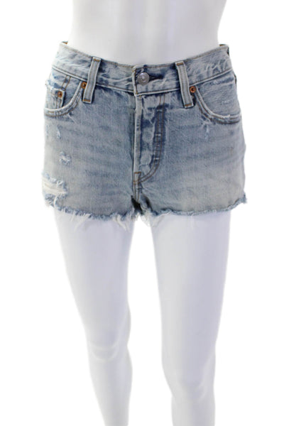 Levi Strauss & Co Womens Distressed Cutoff Denim Shorts Blue Size 24