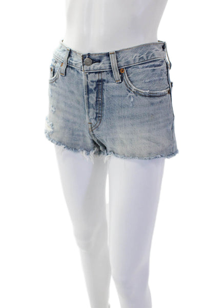 Levi Strauss & Co Womens Distressed Cutoff Denim Shorts Blue Size 24