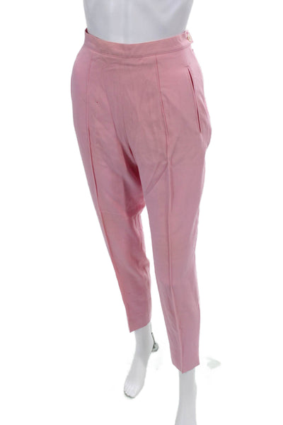 Escada Margaretha Ley Womens Wool High-Rise Tapered Pants Pink Size 36