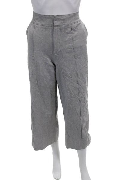 Club Monaco Womens Zipper Fly High Rise Wide Leg Pants Gray Cotton Size 4