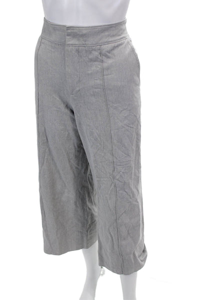 Club Monaco Womens Zipper Fly High Rise Wide Leg Pants Gray Cotton Size 4