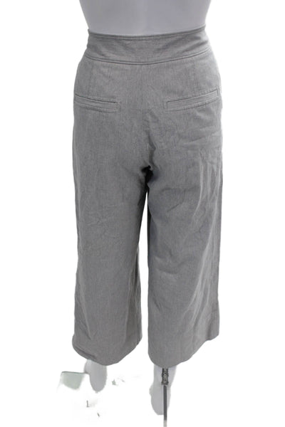 Club Monaco Womens Zipper Fly High Rise Wide Leg Pants Gray Cotton Size 4