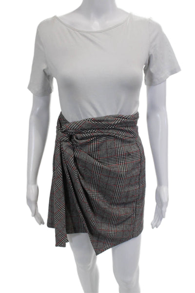 Isabel Marant Womens Plaid Twisted Waist Skirt Gray Size 36