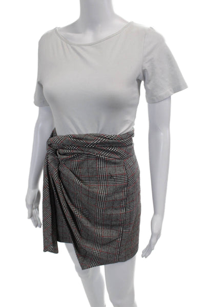 Isabel Marant Womens Plaid Twisted Waist Skirt Gray Size 36