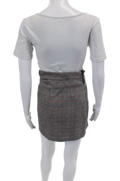 Isabel Marant Womens Plaid Twisted Waist Skirt Gray Size 36