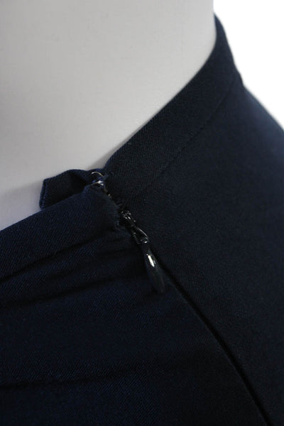 J. Mclaughlin Womens Side Zip Mid Rise Pleated Trouser Pants Navy Size 6