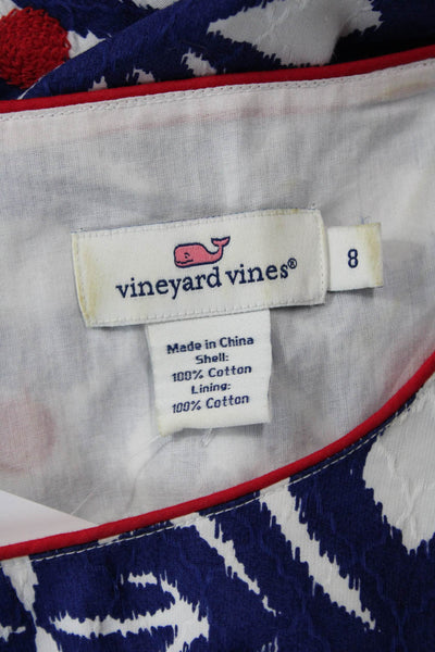 Vineyard Vines Womens Side Zip Sleeveless Scoop Neck Dress Blue White Red Size 8