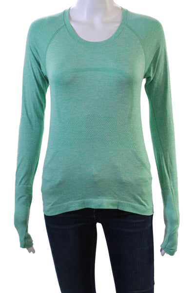 Lululemon Womens Long Sleeve Round Neck Pullover Casual Top Green Size M