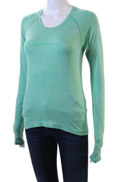 Lululemon Womens Long Sleeve Round Neck Pullover Casual Top Green Size M