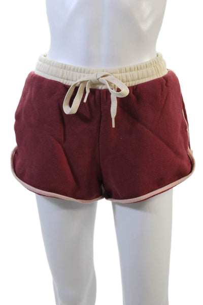 The Upside Womens Cotton Elastic Waist Drawstring Sweat Shorts Red Size XS