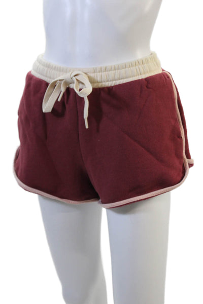 The Upside Womens Cotton Elastic Waist Drawstring Sweat Shorts Red Size XS
