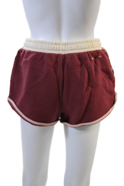 The Upside Womens Cotton Elastic Waist Drawstring Sweat Shorts Red Size XS