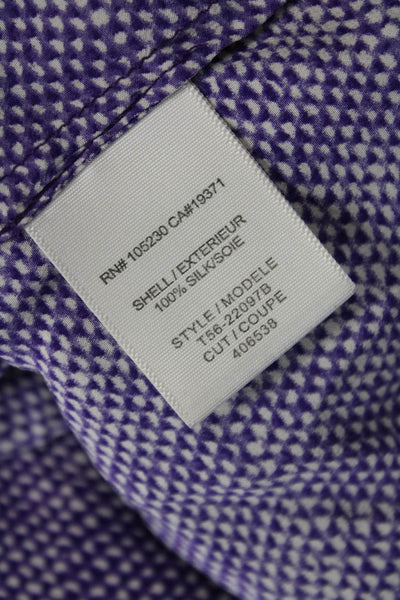 Joie Womens 3/4 Sleeve V Neck Abstract Silk Blouse Purple White Size Medium