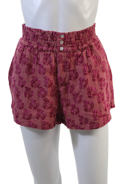 Zara Womens Floral Print High Rise Pockets Shorts Pink Size Small