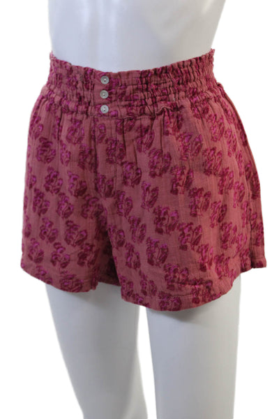 Zara Womens Floral Print High Rise Pockets Shorts Pink Size Small