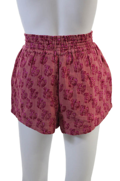 Zara Womens Floral Print High Rise Pockets Shorts Pink Size Small